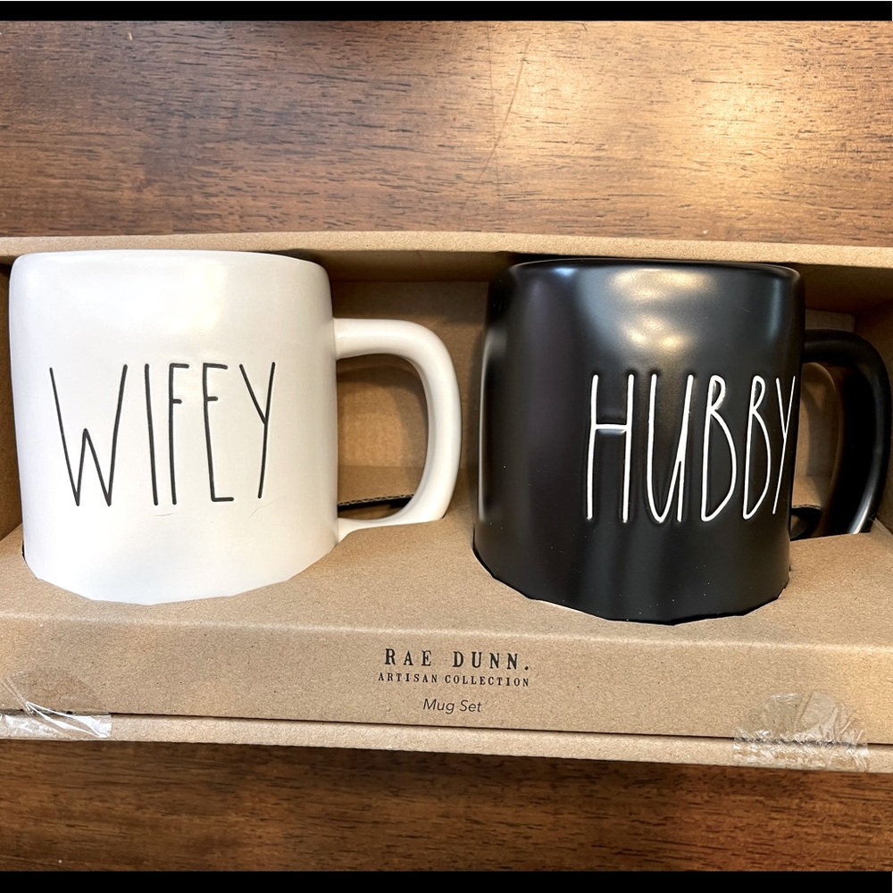 Rae Dunn Wifey and Hubby Ceramic Mugs